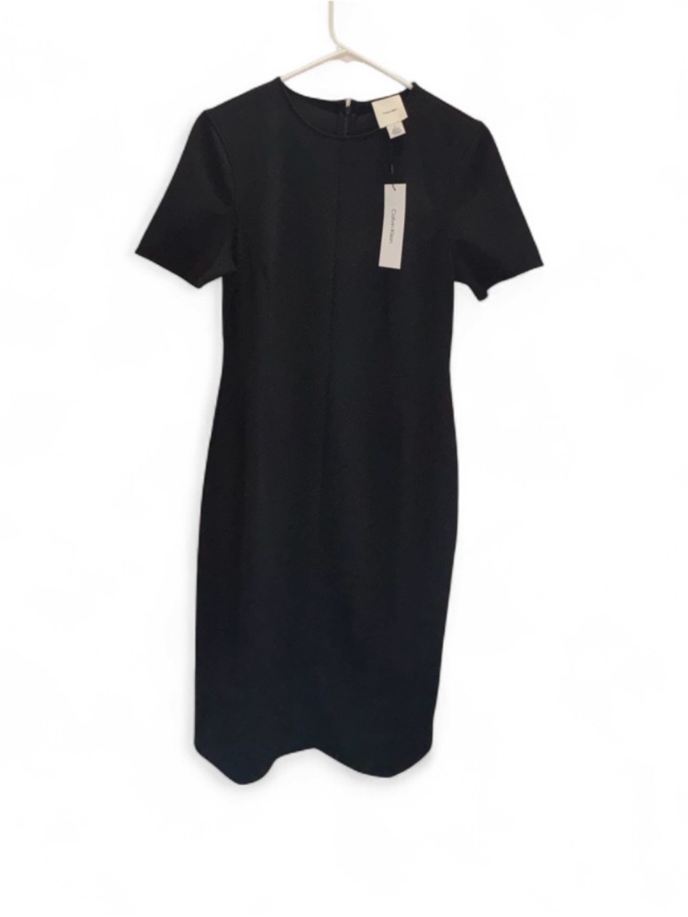 Calvin Klein Black Short-Sleeve Midi Sheath Dress